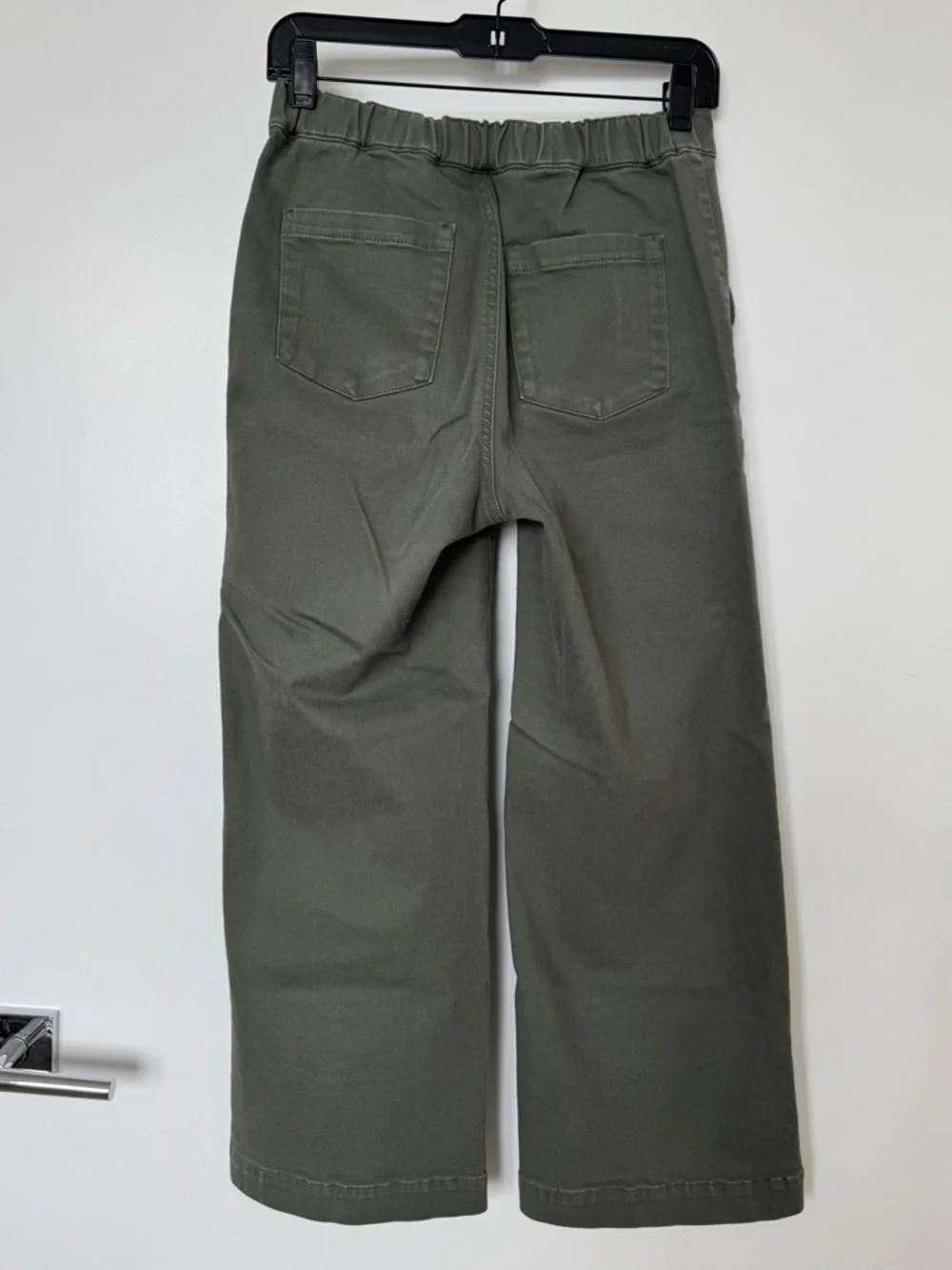 Oak + Fort Cropped Length Twill Wide Leg Pants - Thyme - Picture 3 of 6